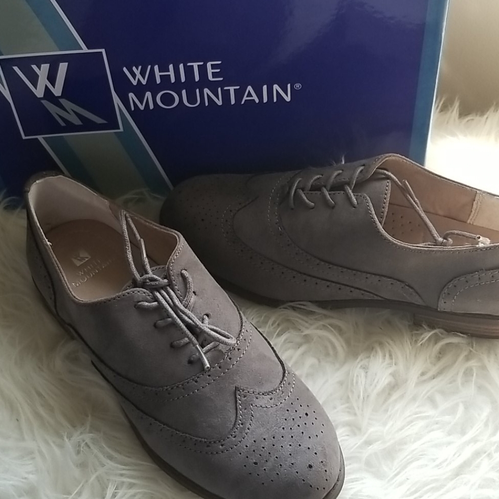 Grey faux suede oxfords